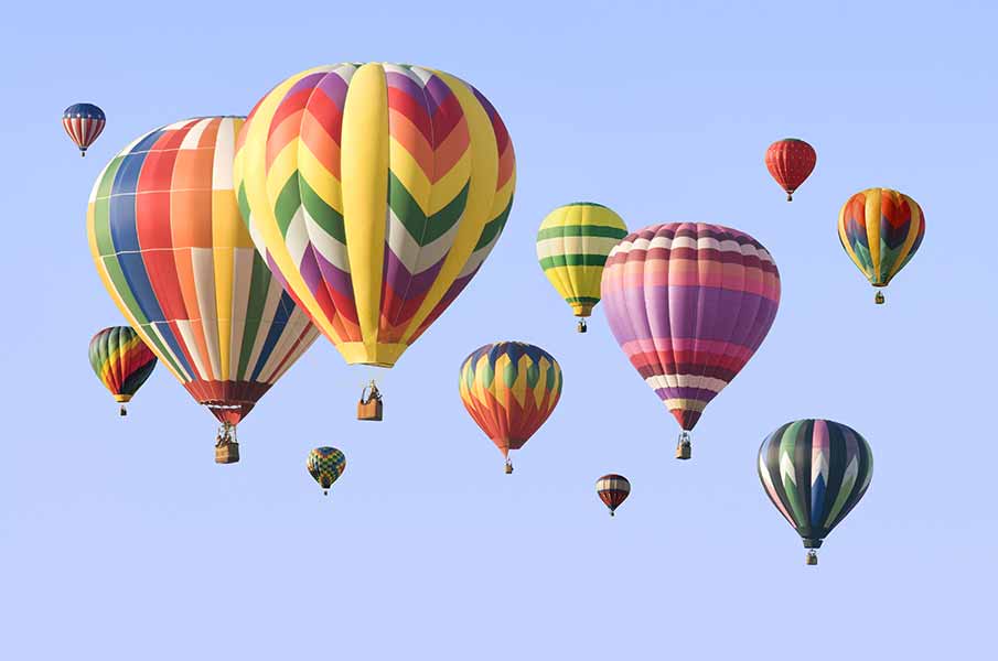 A group of colorful hot-air balloons