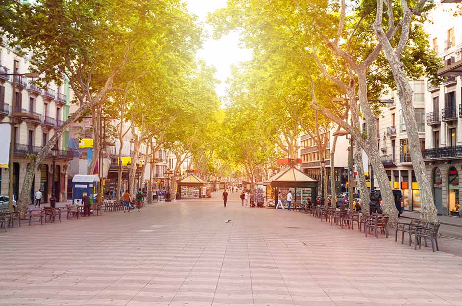 The most popular street in Barcelona, Spain