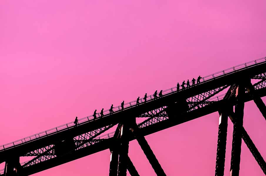 Climbing up the Sydney Harbour Bridge