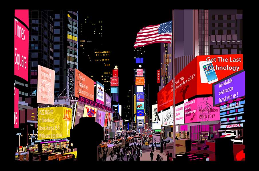 Times Square at night, NYC