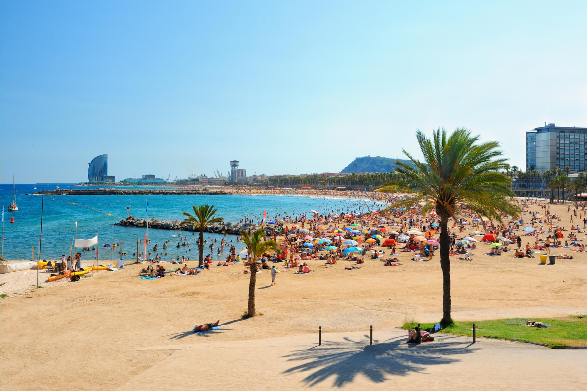 View of Barcelona beach in summer